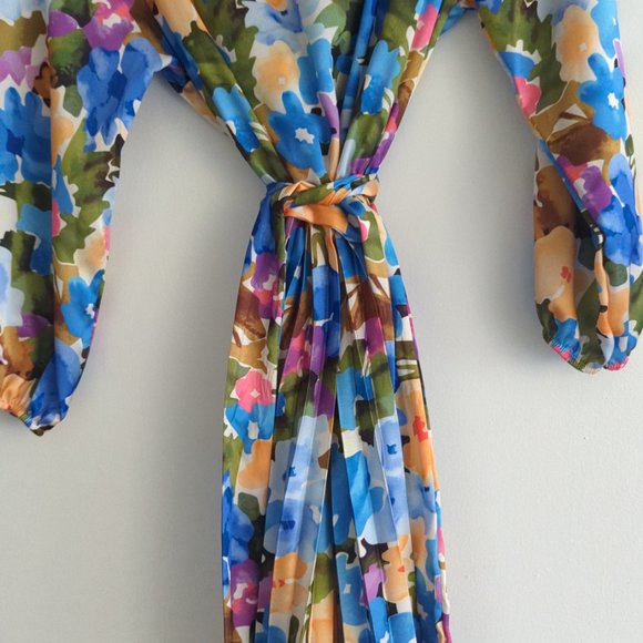 Blue Floral Midi Dress - Picture 6 of 6